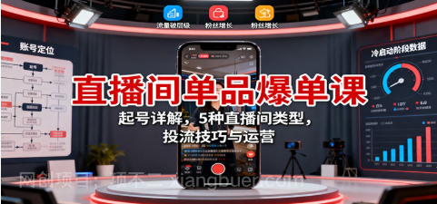 【第18941期】直播间单品爆单课:起号详解,5种直播间类型,投流技巧与运营