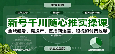 【第18943期】新号千川随心推实操课:全域起号,提投产,直播间选品,短视频付费拉爆