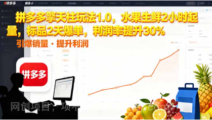 【第18963期】拼多多 擎天柱玩法1.0，水果生鲜2小时起量，标品2天爆单，利润率提升30%