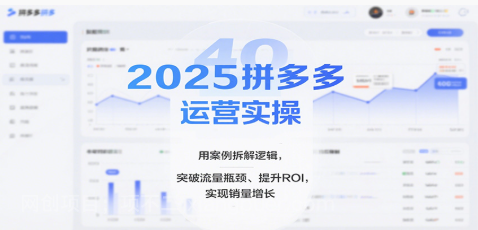 【第18999期】2025拼多多运营实操，用案例拆解逻辑，突破流量瓶颈、提升ROI，实现销量增长