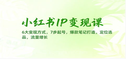 【第19108期】小红书IP变现课:6大变现方式,7步起号,爆款笔记打造,定位选品,流量增长