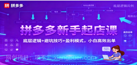 【第19146期】拼多多新手起店课:底层逻辑+避坑技巧+盈利模式,小白高效出单