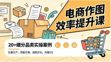 【第19270期】电商作图效率提升课，批量生产、模板应用、流程优化，20+细分品类实操案例，月赚3万