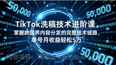 【第19297期】TikTok洗稿技术进阶课，掌握跨国界内容分发的完整技术链路，单号月收益轻松5万