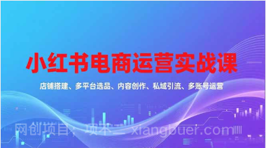 【第19299期】小红书电商运营实战课,店铺搭建、多平台选品、内容创作、私域引流、多账号运营等玩法
