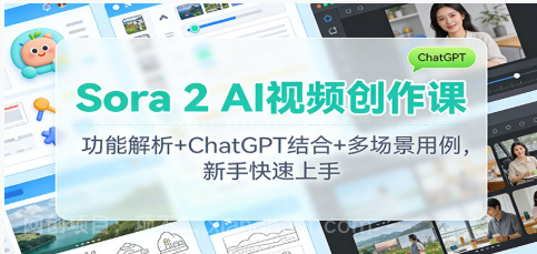 【第19360期】Sora 2 AI视频创作课：功能解析+ChatGPT结合+多场景用例，新手快速上手