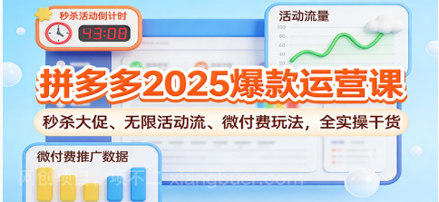 【第19382期】拼多多2025爆款运营课：秒杀大促、无限活动流、微付费玩法，全实操干货