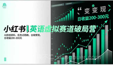【第19444期】小红书英语虚拟赛道破局营,AI原创资料、任务式陪跑、合规变现,日收益200-300元