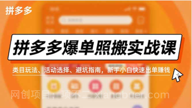 【第19453期】拼多多爆单照搬实战课,类目玩法、活动选择、避坑指南,新手小白快速出单赚钱