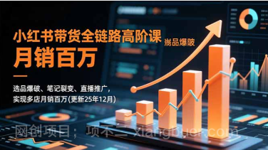 【第19460期】小红书带货全链路高阶课,选品爆破、笔记裂变、直播推广,实现多店月销百万(更新25年12月)