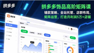 【第19536期】拼多多饰品高阶矩阵课，铺款策略、全站托管、店群布局，矩阵运营，打造月利润5万+店铺