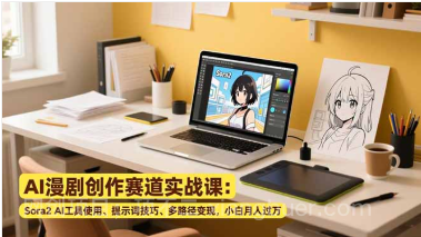 【第19565期】AI漫剧创作赛道实战课：Sora2 AI工具使用、提示词技巧、多路径变现，小白月入过万 