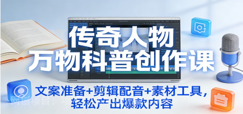 【第19617期】传奇人物万物科普创作课:文案准备+剪辑配音+素材工具,轻松产出爆款内容