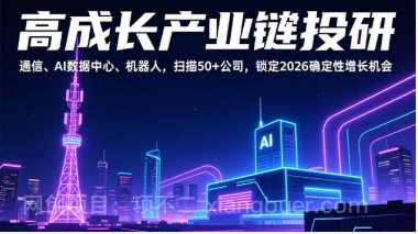 【第19674期】高成长产业链投研，通信、AI数据中心、机器人，扫描50+公司，锁定2026确定性增长机会