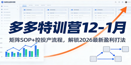 【第19741期】多多特训营12-1月：矩阵SOP+ 控投产流程，解锁2026最新盈利打法