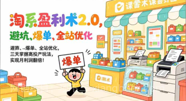 【第19799期】淘系盈利术2.0，避坑、爆单、全站优化，三天掌握高投产玩法，实现月利润翻倍！