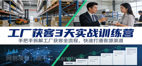 【第19822期】工厂获客3天实战训练营：手把手拆解工厂获客全流程，快速打通客源渠道