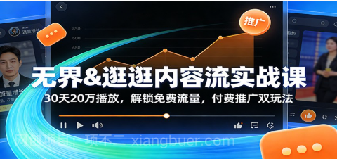 【第19842期】无界&逛逛内容流实战课：30天20万播放，解锁免费流量，付费推广双玩法