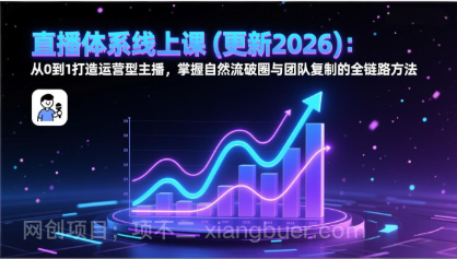 【第19867期】直播体系线上课(更新2026):从0到1打造运营型主播,掌握自然流破圈与团队复制的全链路方法
