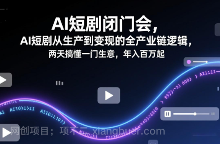 【第20142期】AI短剧闭门会,AI短剧从生产到变现的全产业链逻辑,两天搞懂一门生意,年入百万起