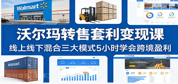 【第20240期】沃尔玛转售套利变现课:线上线下混合三大模式5小时学会跨境盈利