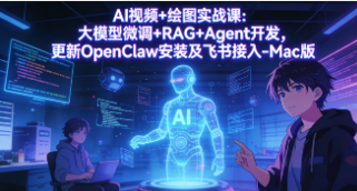【第20235期】AI视频+绘图实战课：大模型微调+RAG+Agent开发，更新OpenClaw安装及飞书接入-Mac版