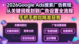 【第20256期】2026Google Ads搜索广告教程：从关键词规划到广告设置全流程，手把手教你精准获客