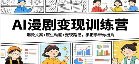 【第20264期】AI漫剧变现训练营:爆款文案+原生动画+变现路径,手把手带你出片