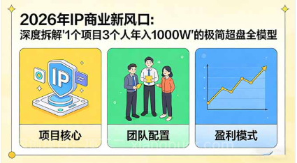 【第20278期】2026年IP商业新风口:深度拆解“1个项目3个人年入1000W”的极简超盘全模型
