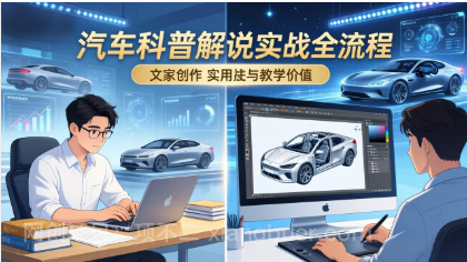 【第20282期】抖音汽车科普解说实战:文案+动画+画面处理+去水印全流程,打造专业汽车科普视频