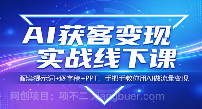 【第20362期】AI获客变现实战线下课：配套提示词+逐字稿+PPT，手把手教你用AI做流量变现