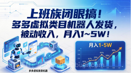 【第20384期】上班族闭眼搞！多多虚拟类目机器人发货，被动收入