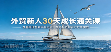 【第20488期】外贸新人30天成长通关课：从基础准备到平台运营，从零起步到百万订单实战